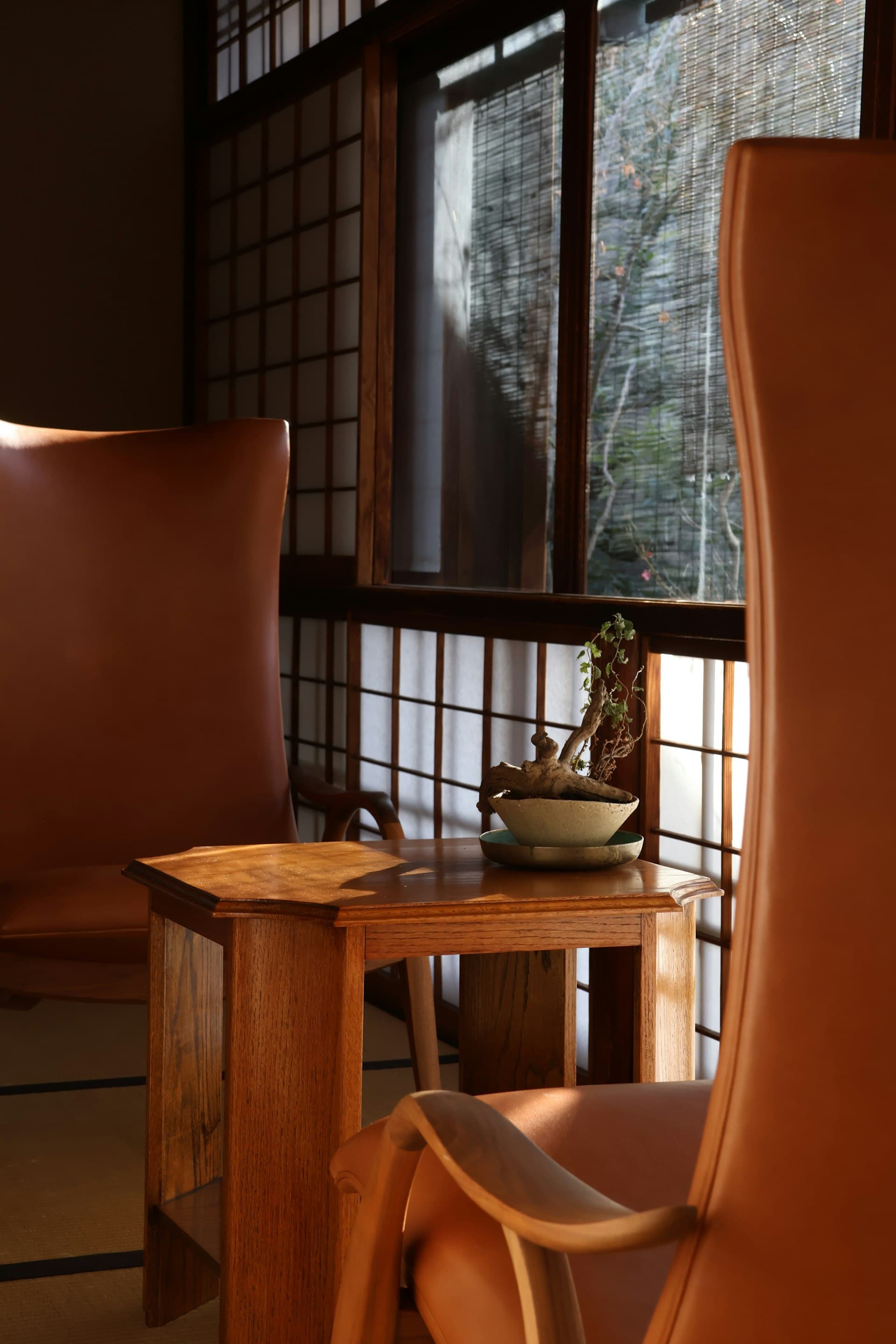 Quiet corner of a Japanese room with garden light filtering through shoji screens (illustrative image)